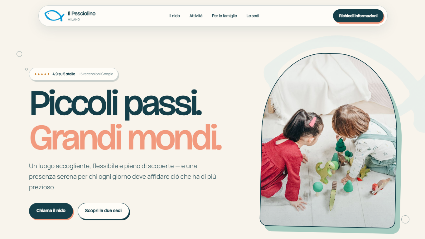 Homepage del nuovo sito Il Pesciolino